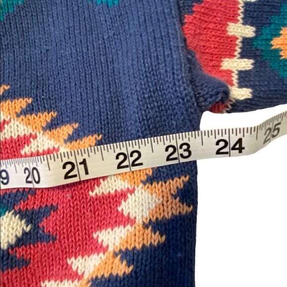 Vintage Nuovo Southwestern Knit 3 Button Cardigan Sweater Womens Medium Blue Pin - Picture 9 of 10